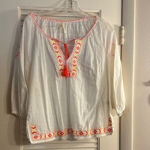 Truth White Blouse with Pink Embroidery